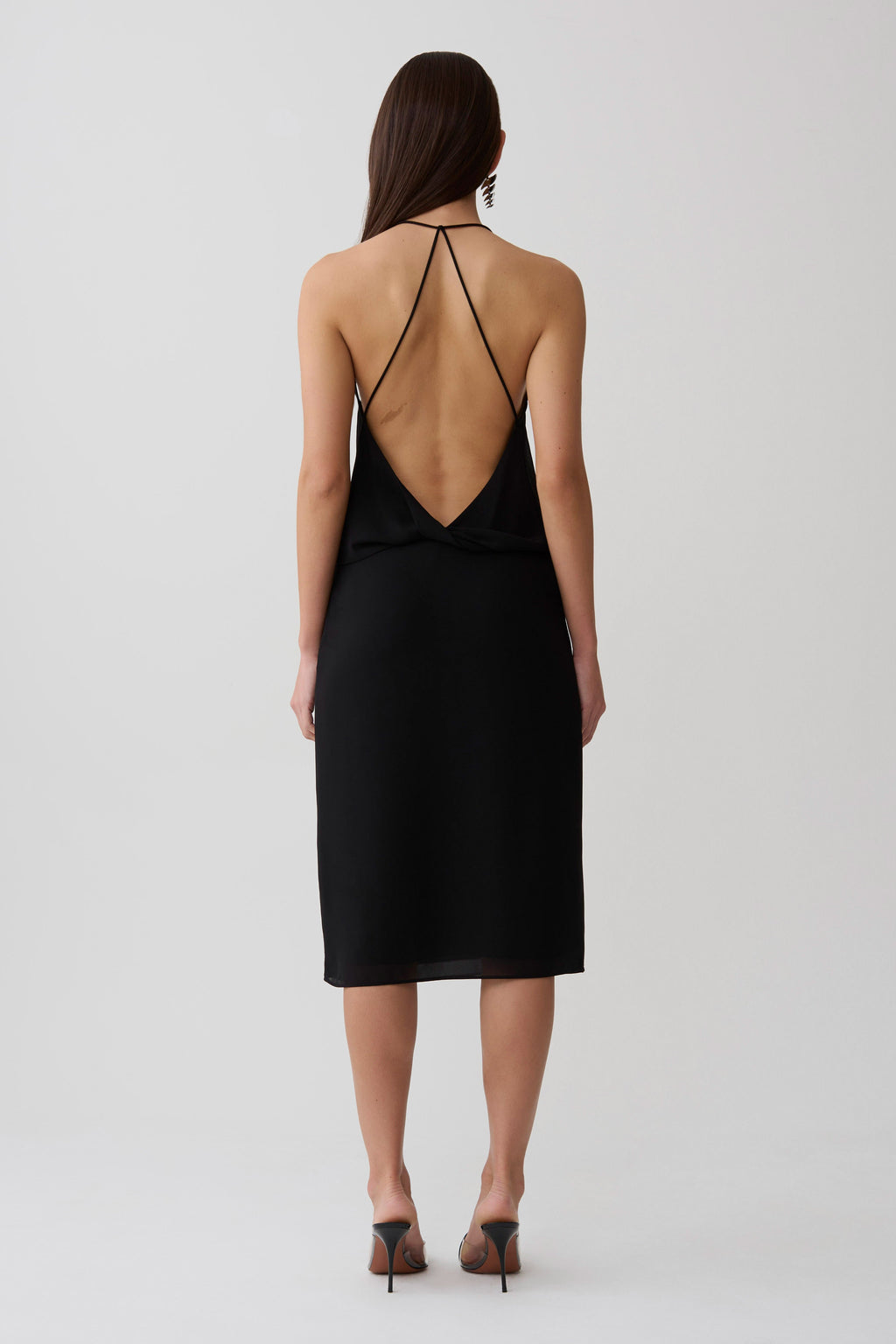 Amelia Low Back Chiffon Top - Black