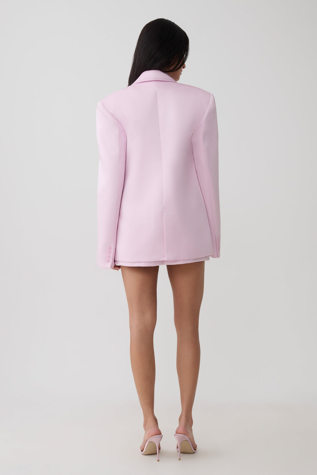 Alicia Structured Satin Blazer - Baby Pink