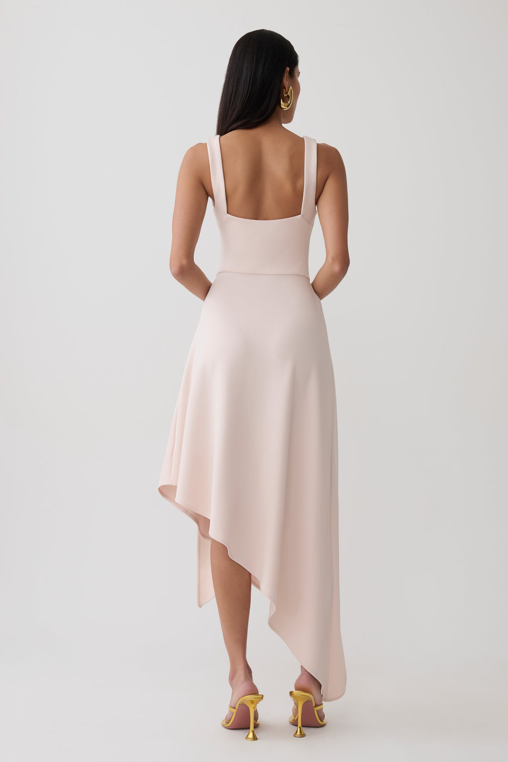 Cellini Asymmetric Hem Midi Dress - Muted Pink