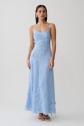 Odette Floral Lace Midi Dress - Pale Blue