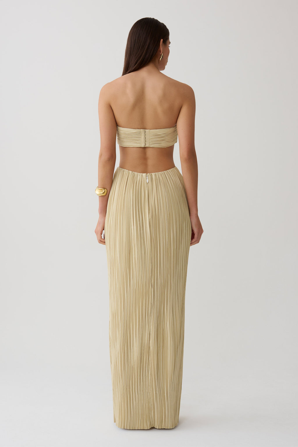 Dana Cut Out Hardware Maxi Dress - Lime Gold