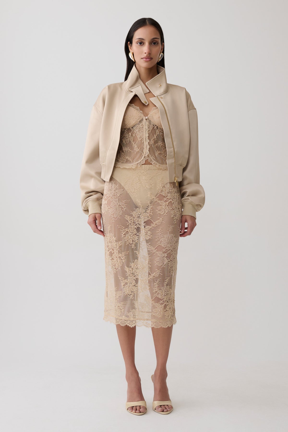 Nicolla Satin Bomber Jacket - Blush Rose Gold