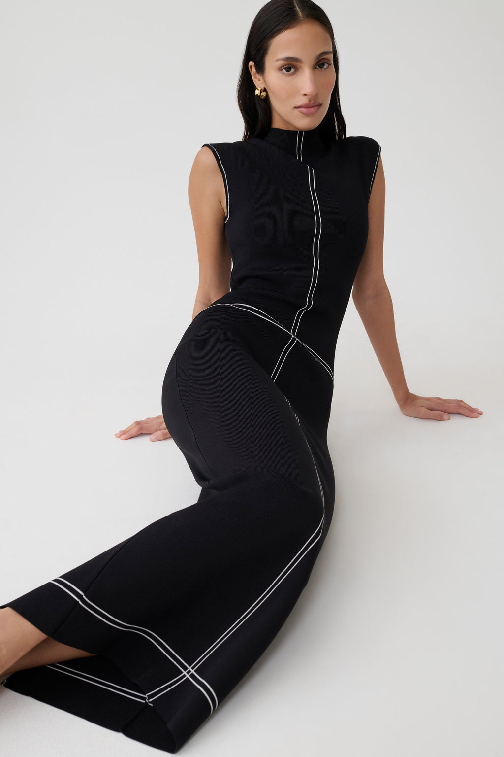 Malone Bandage Knit Midi Dress - Black