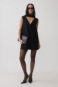 Saoirse Suiting Mini Dress With Tie - Black