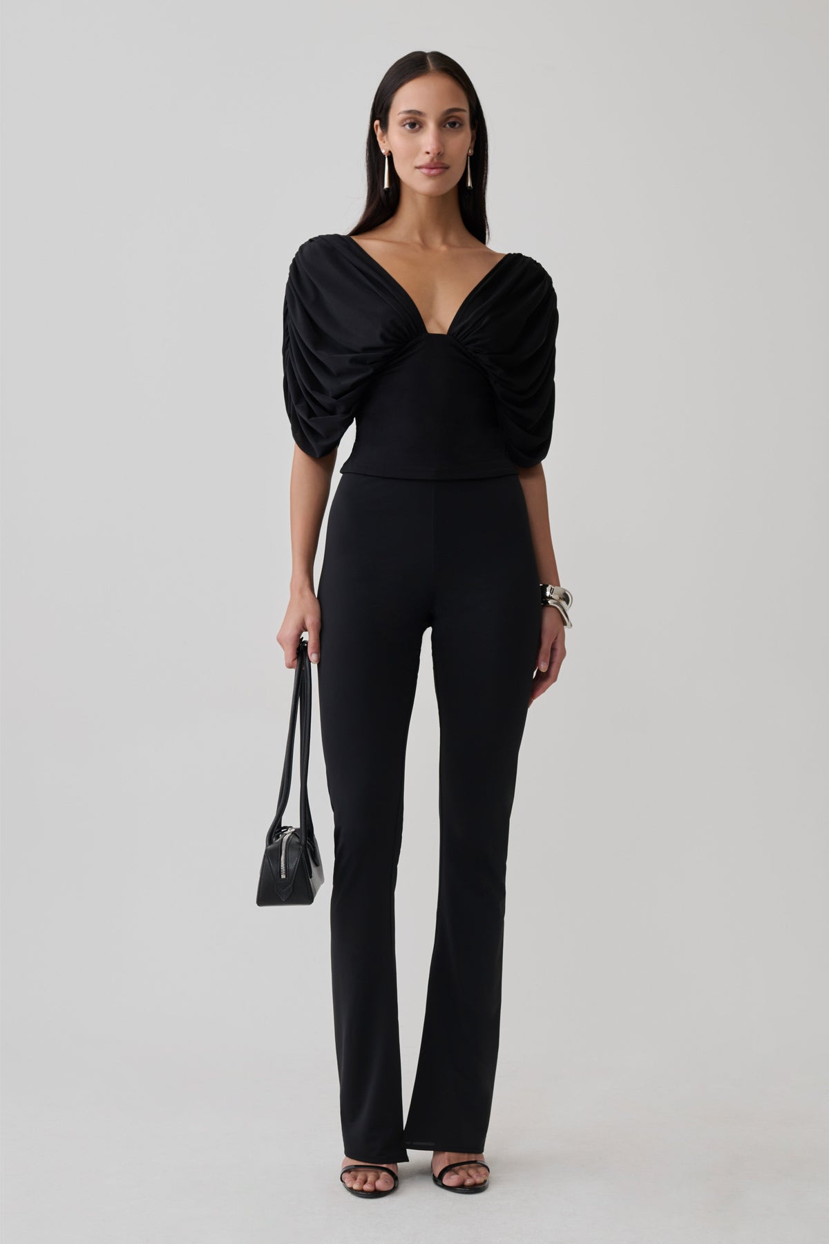 Aerin Gathered Bodice Top - Black