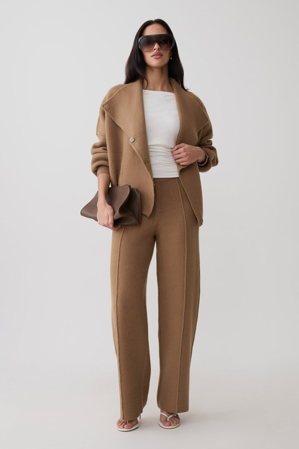 Brittany Blouson Knit Cardigan - Camel