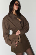 Rosalind Button Back Cotton Shirt - Chocolate Stripe