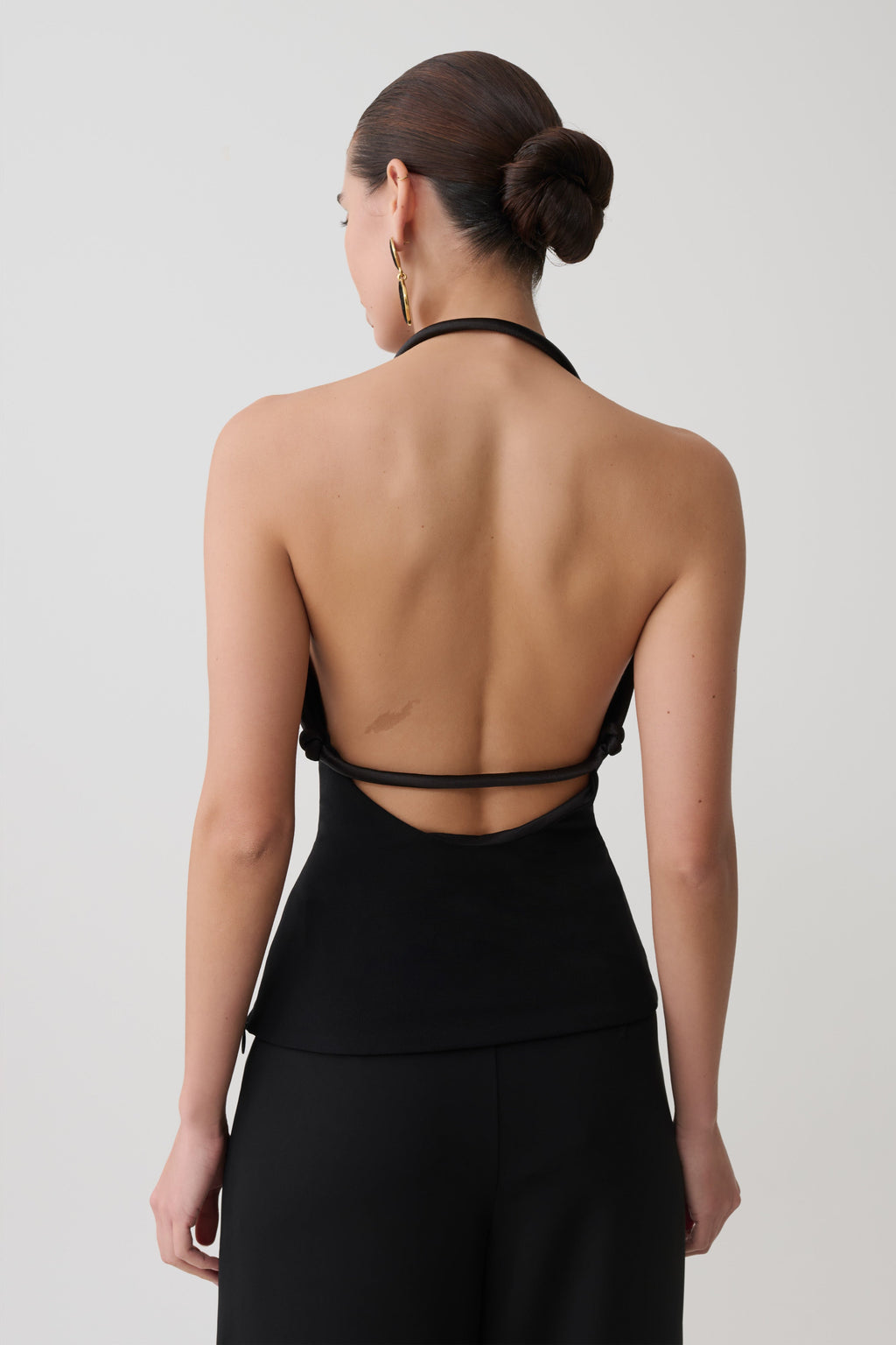 Gracie Halter Neck Asymmetrical Top - Black