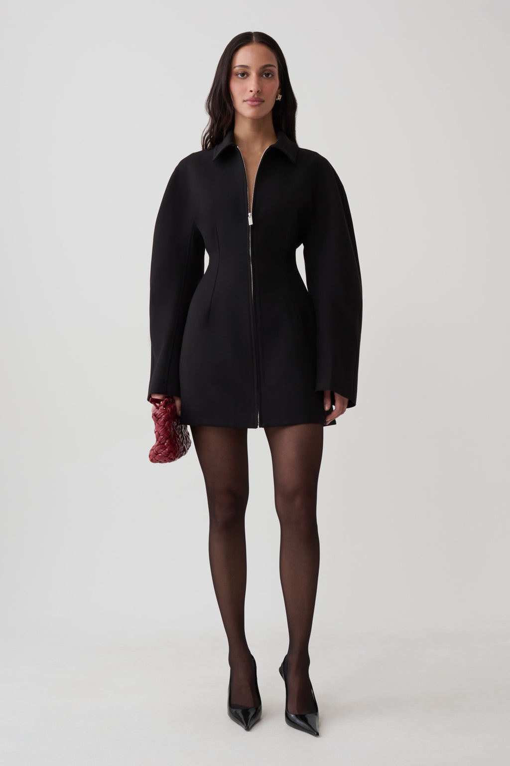 Jordana Long Sleeve Mini Dress - Black