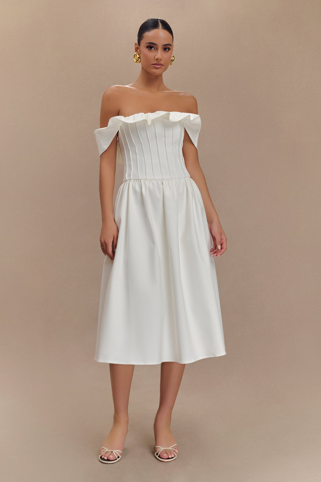 Orla Strapless Cotton Midi Dress - White