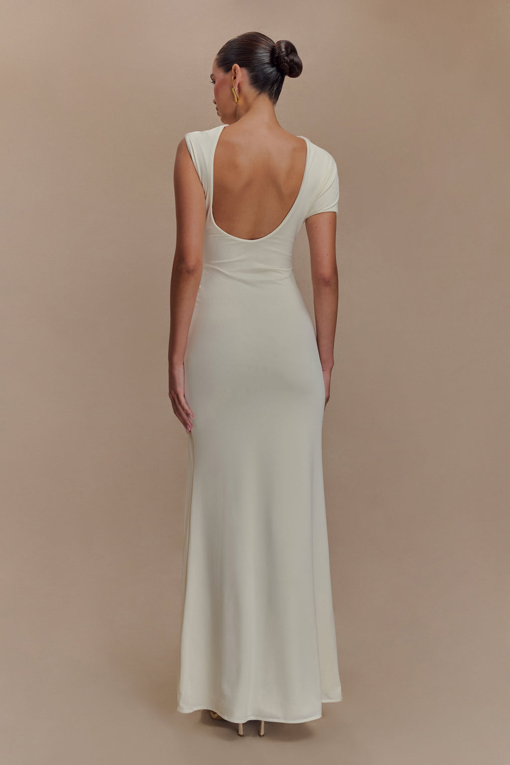 Kaida Slinky Maxi Dress With Hardware - Ivory