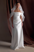 Asteria Draped Chiffon Veil - Ivory