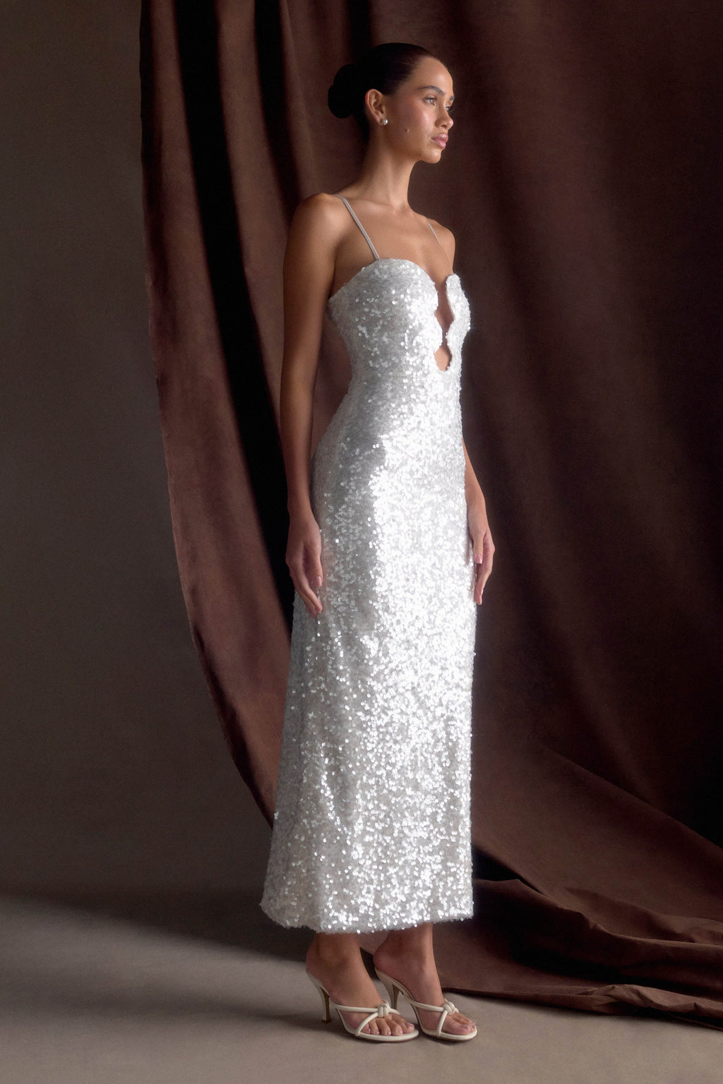 Makari Sequin Maxi Dress - White