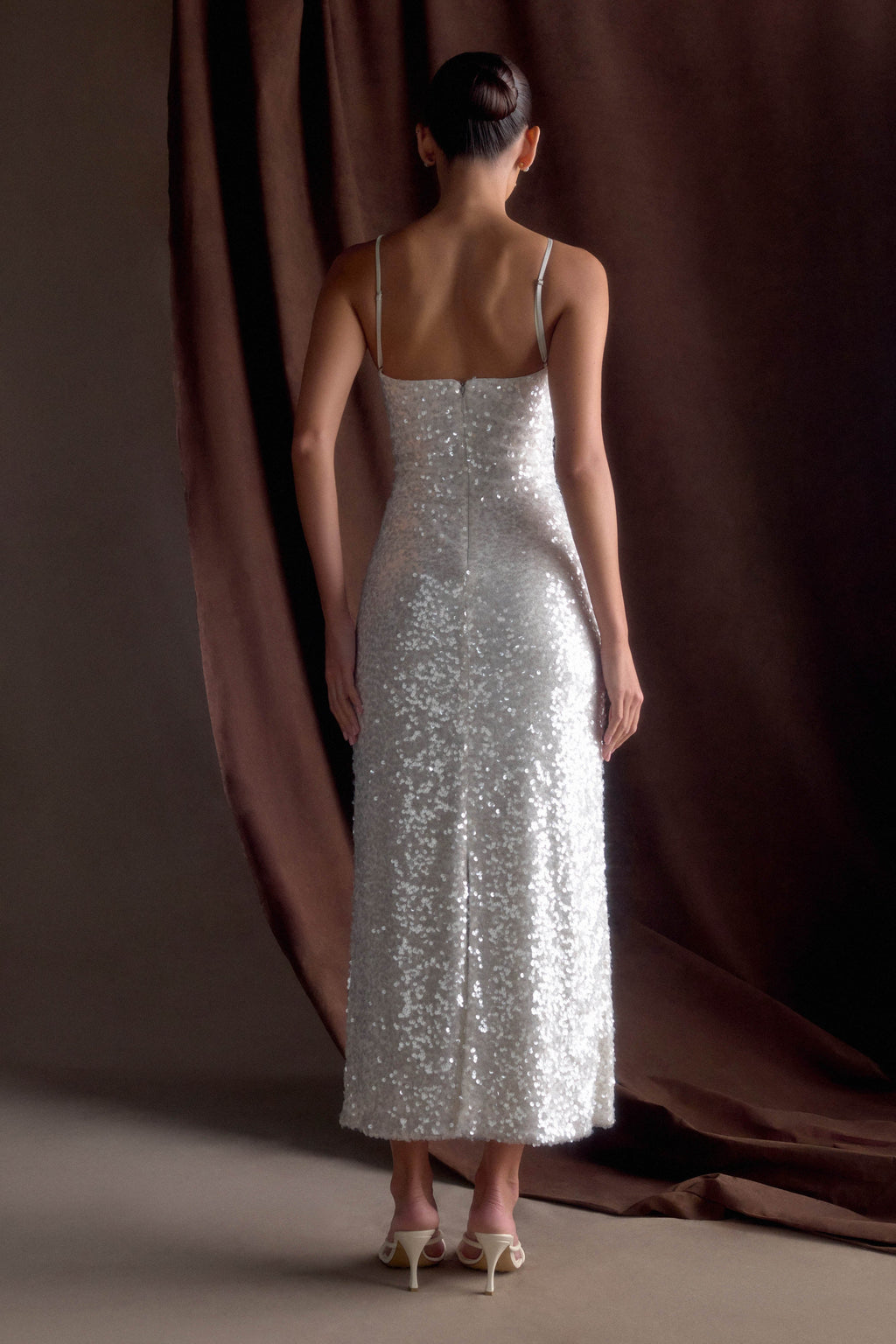 Makari Sequin Maxi Dress - White