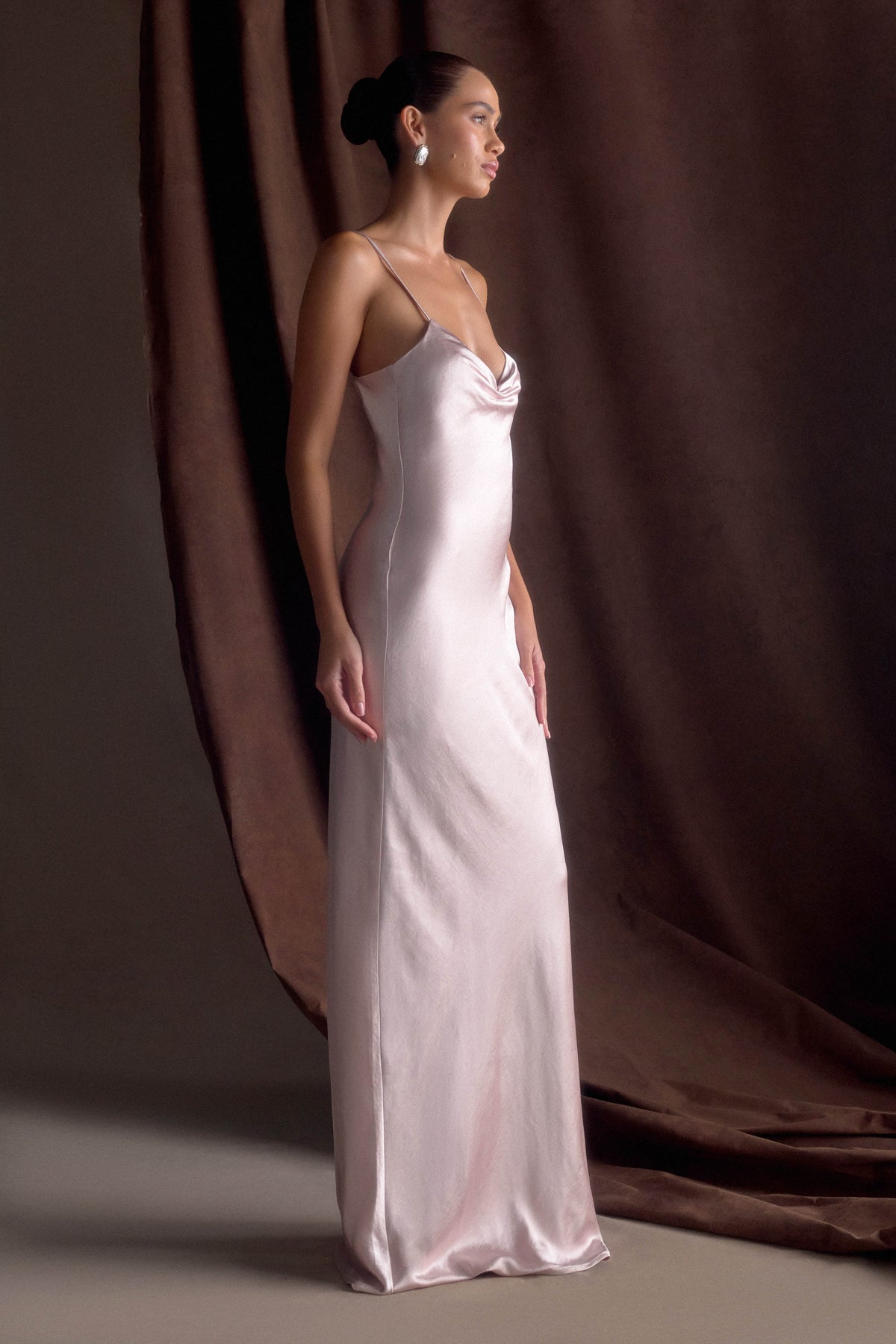 Lilly Sweetheart Satin Maxi Dress - Soft Pink
