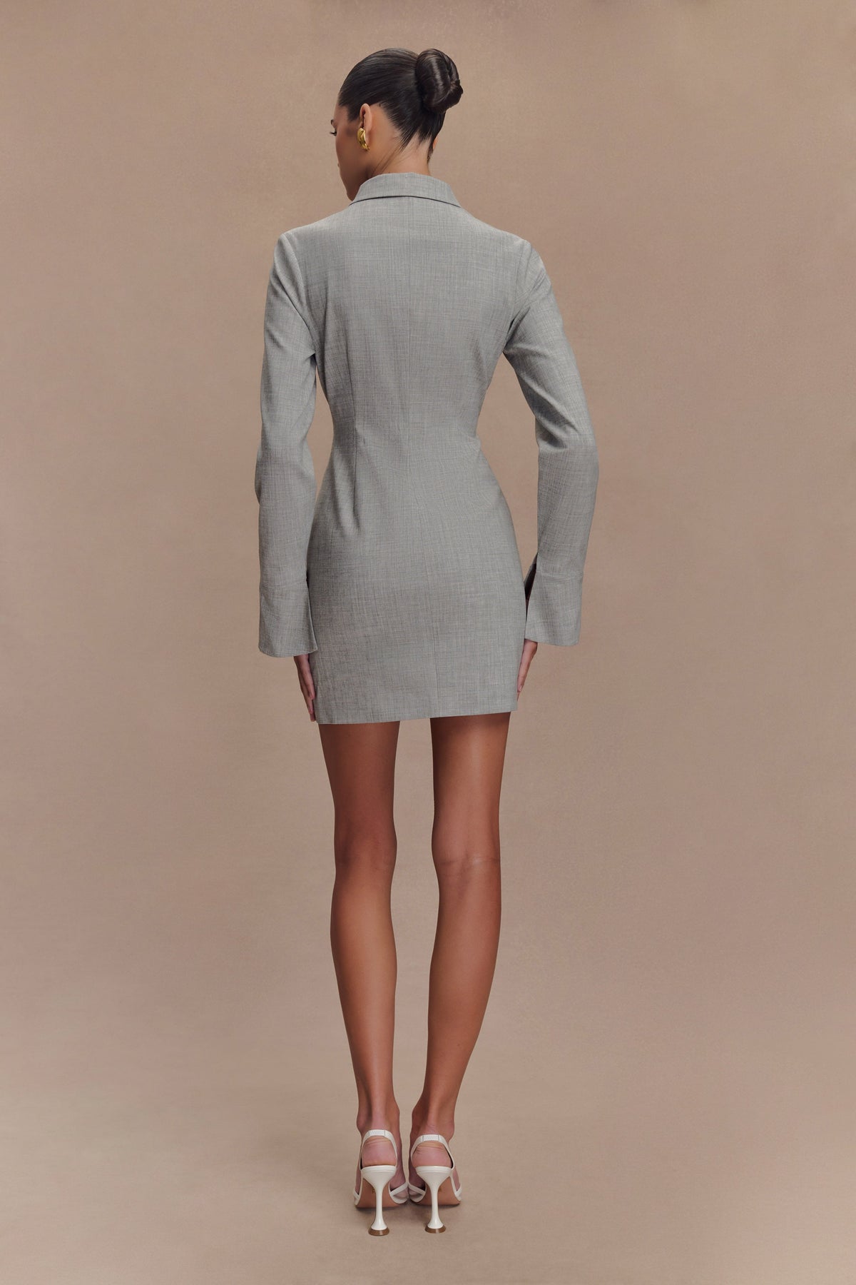 Dorian Fitted Shirt Mini Dress - Charcoal Marle