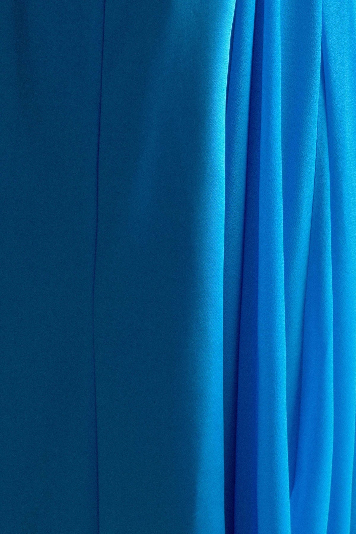 Rosella Satin Strapless Maxi Dress - Cyan Blue