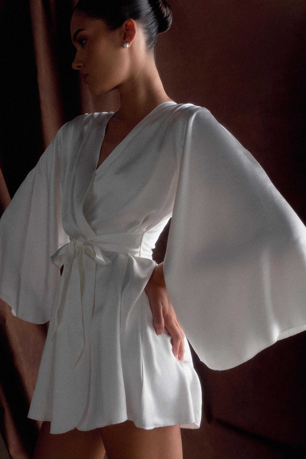 Sterling Satin Bridal Robe - Ivory