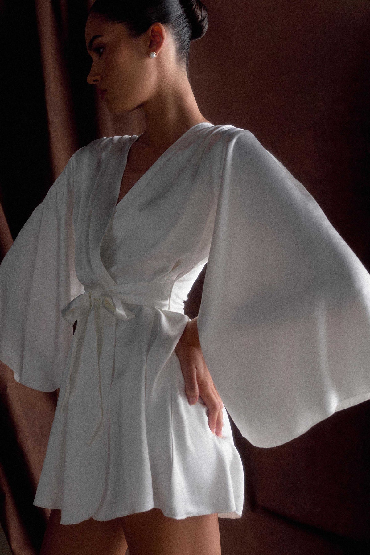 Sterling Satin Bridal Robe - Ivory
