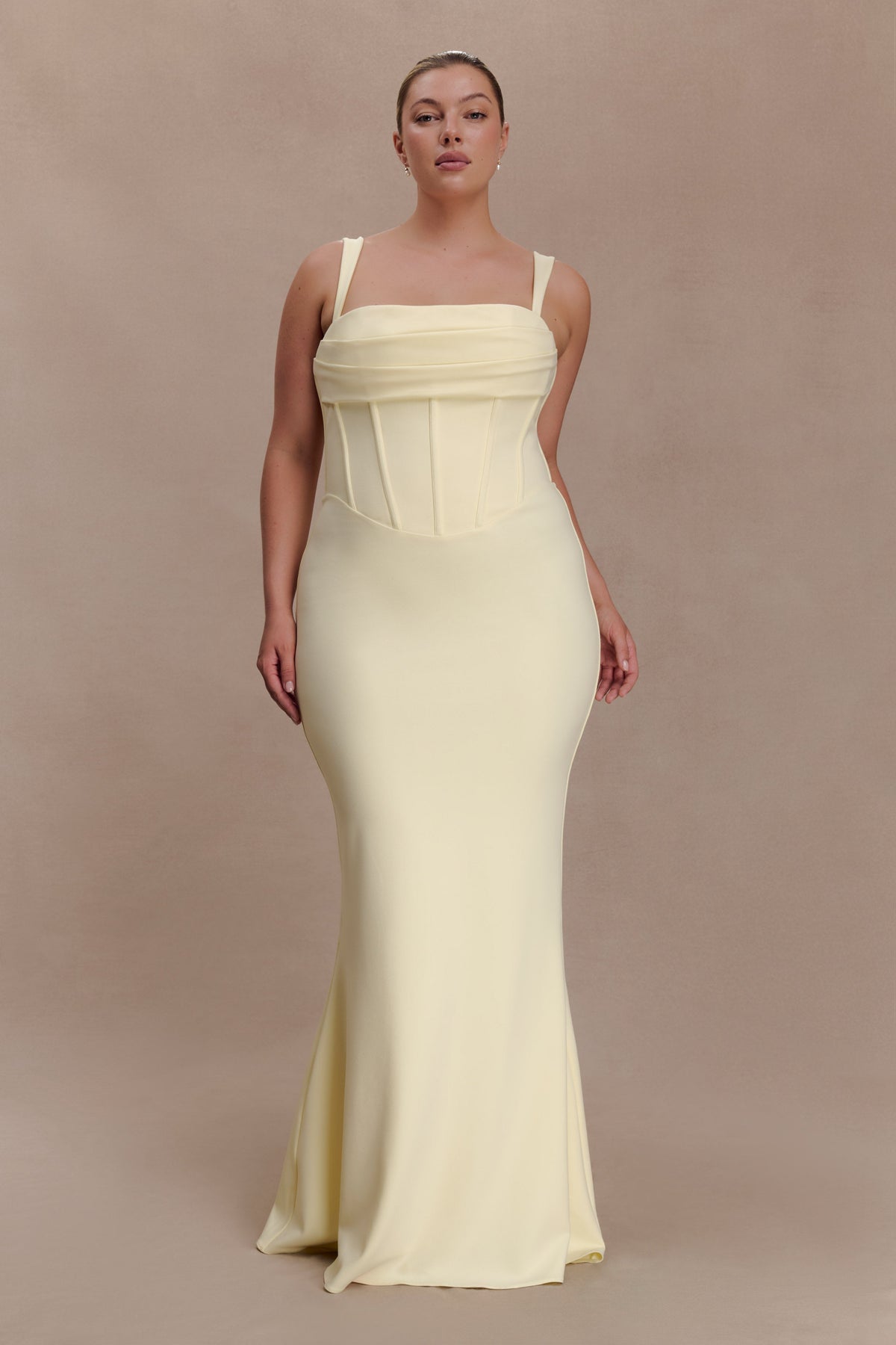 Luella Crepe Corset Maxi Dress - Lemon