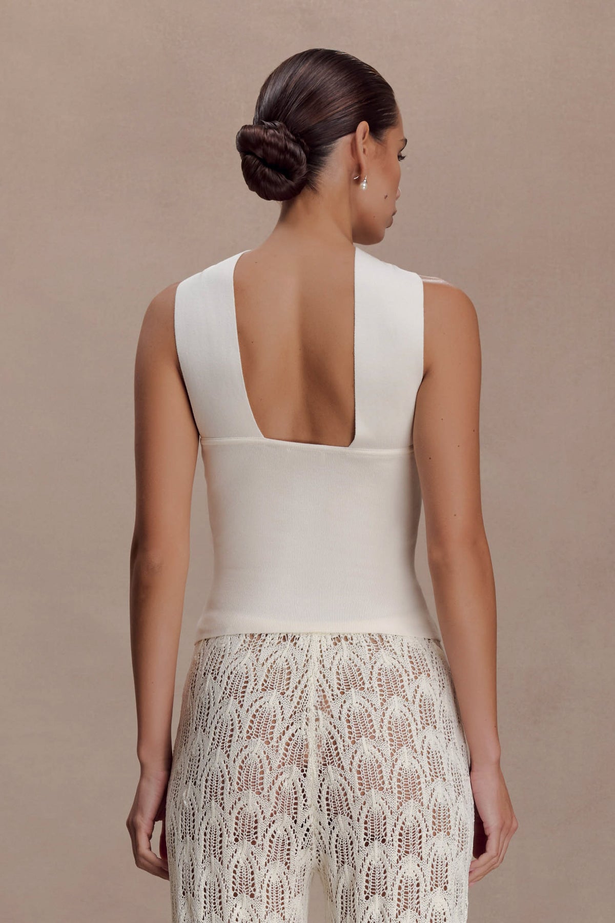 Angelika Twist Front Knit Top - Ivory