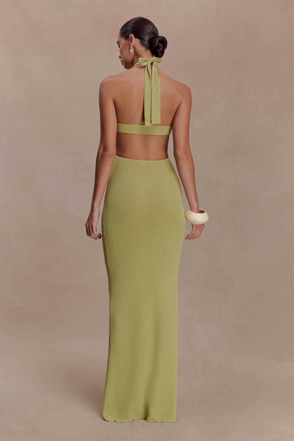 Theresea Halter Knit Maxi Dress - Light Olive