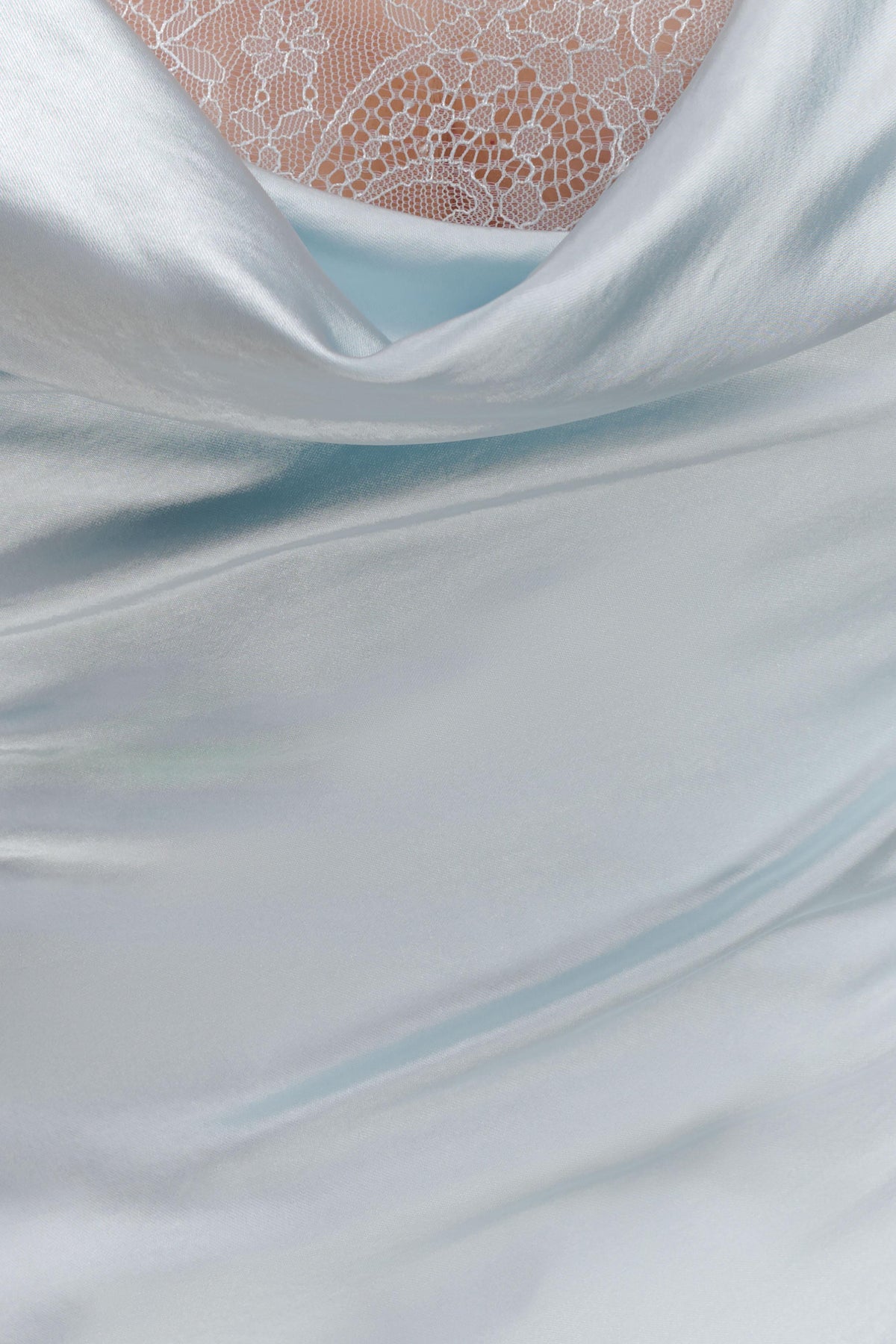 Ashley Cowl Neck Lace And Satin Maxi Dress - Ice Blue