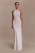 Elyna Slinky Halter Maxi Dress - Pale Pink