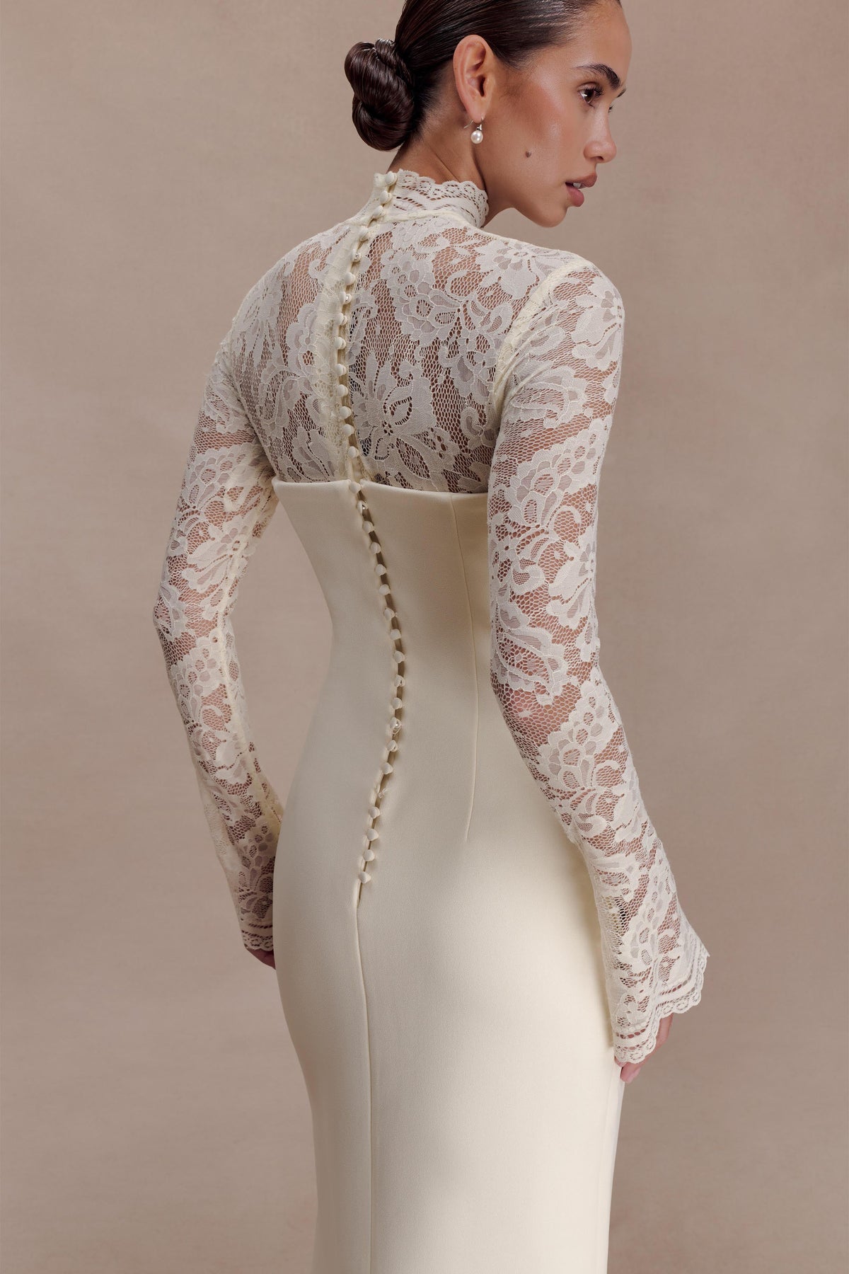 Aurelie Long Sleeve Lace Maxi Dress - Ivory