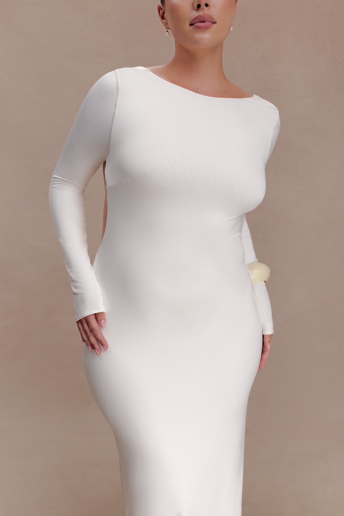 Marlene Slinky Low Back Maxi Dress - White