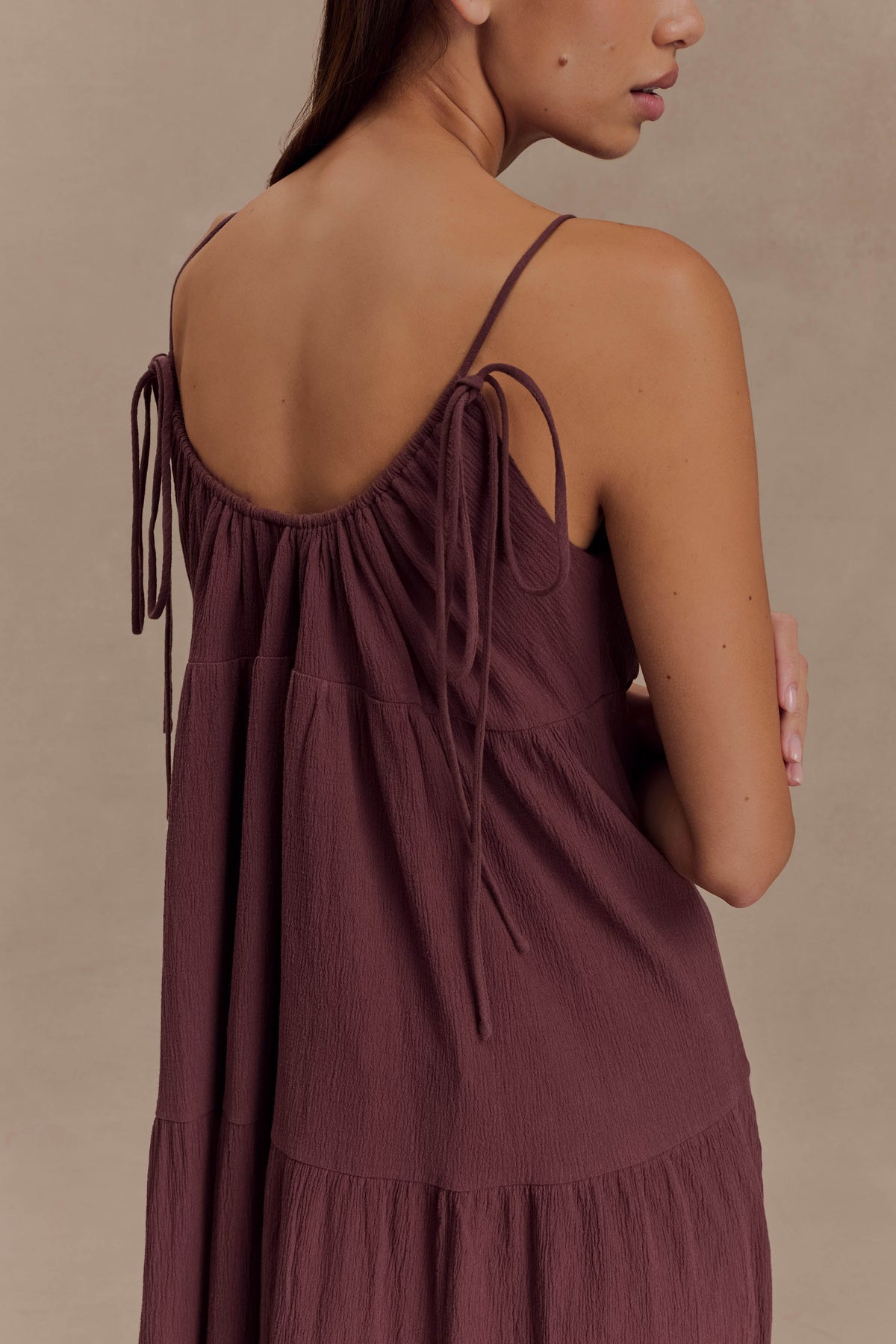 Lenny Front Tie Top - Chocolate