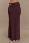 Haven Slinky Twist Midi Skirt - Chocolate