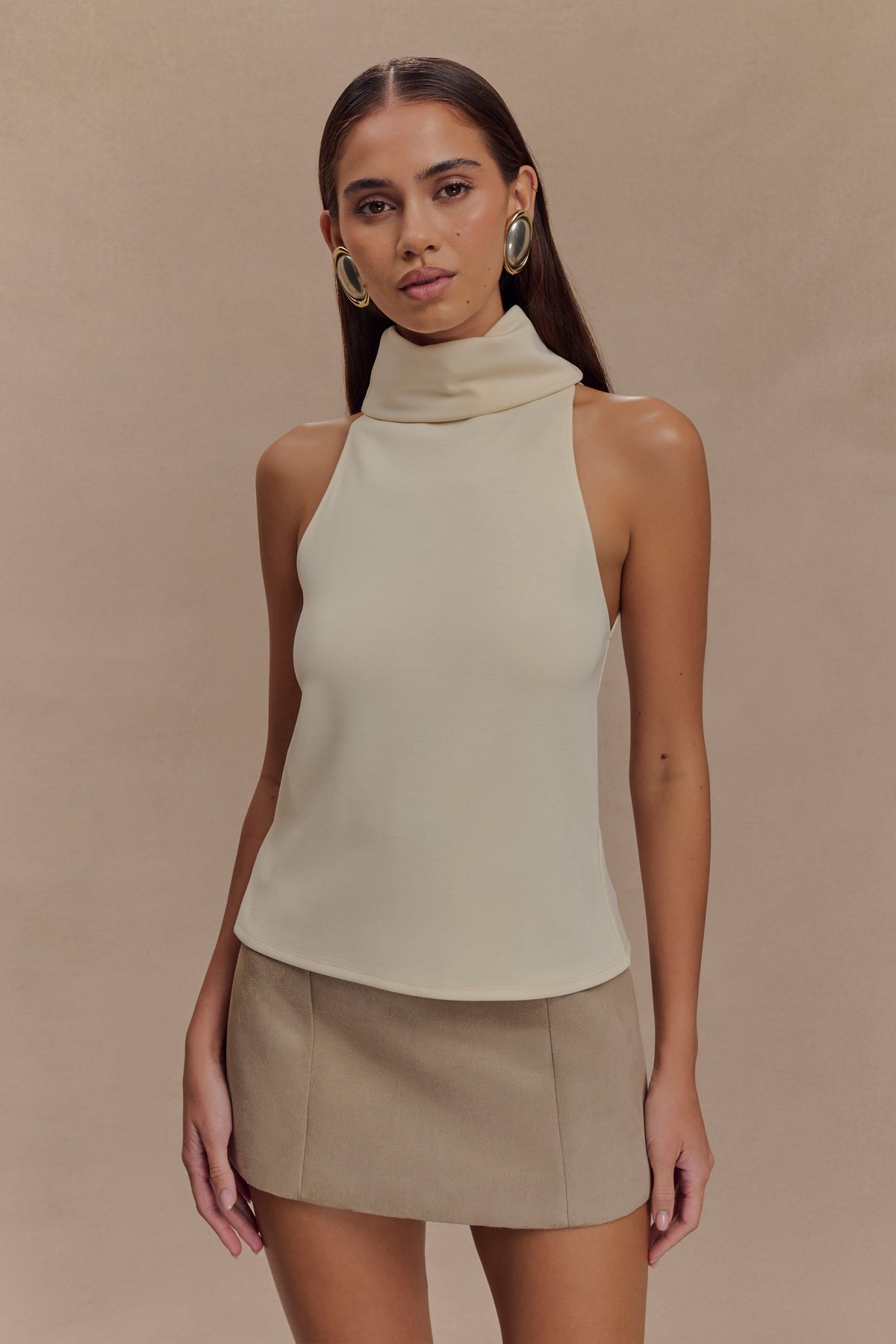 Birdie High Neck Sleeveless Top - Ivory