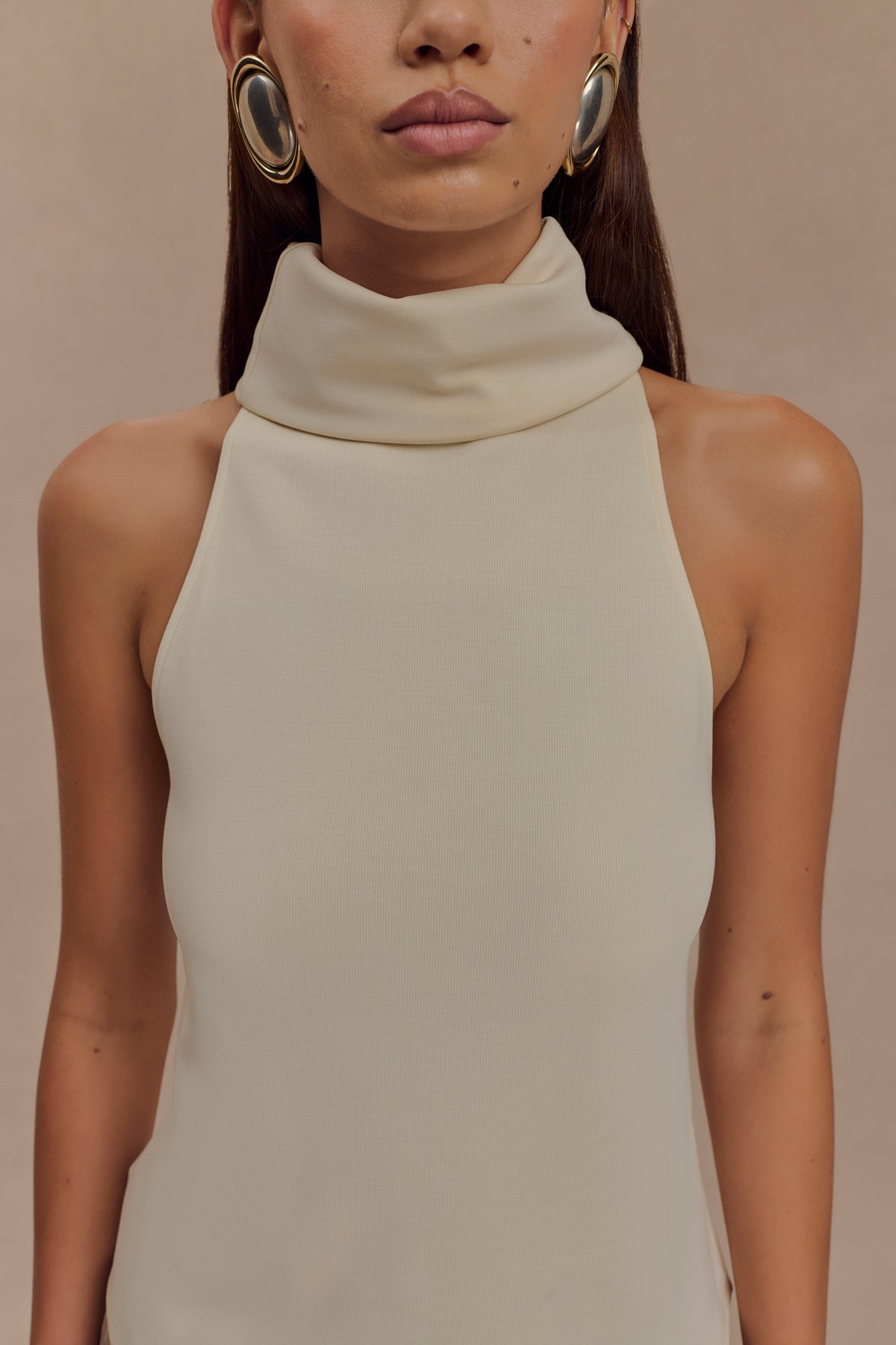 Birdie High Neck Sleeveless Top - Ivory