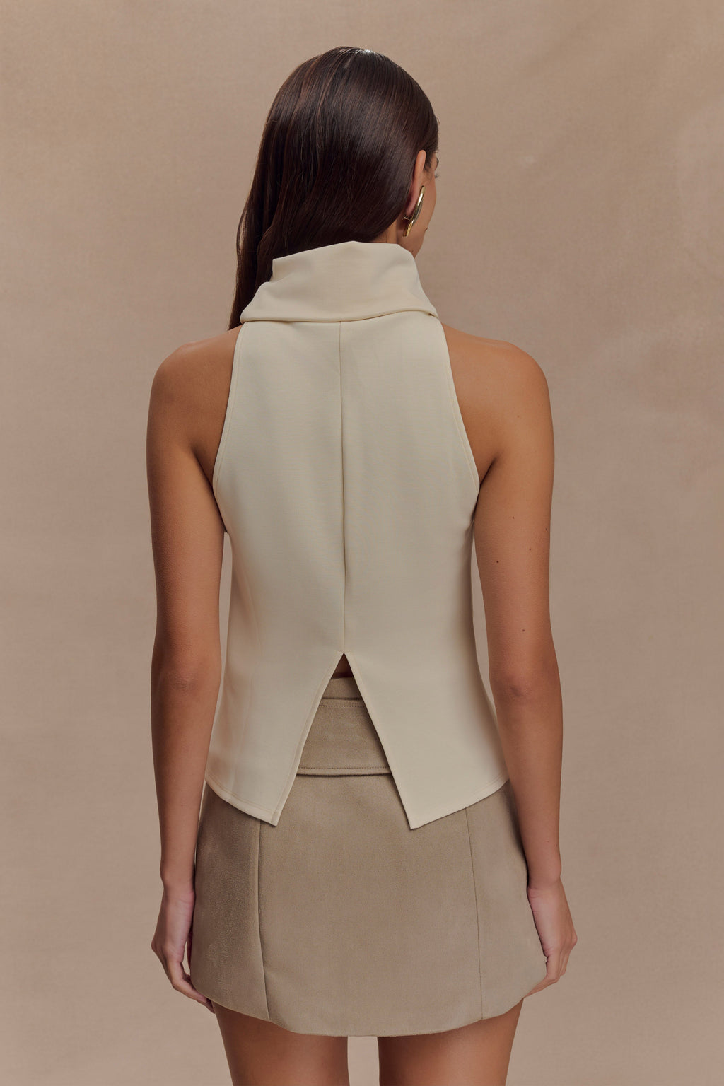 Birdie High Neck Sleeveless Top - Ivory