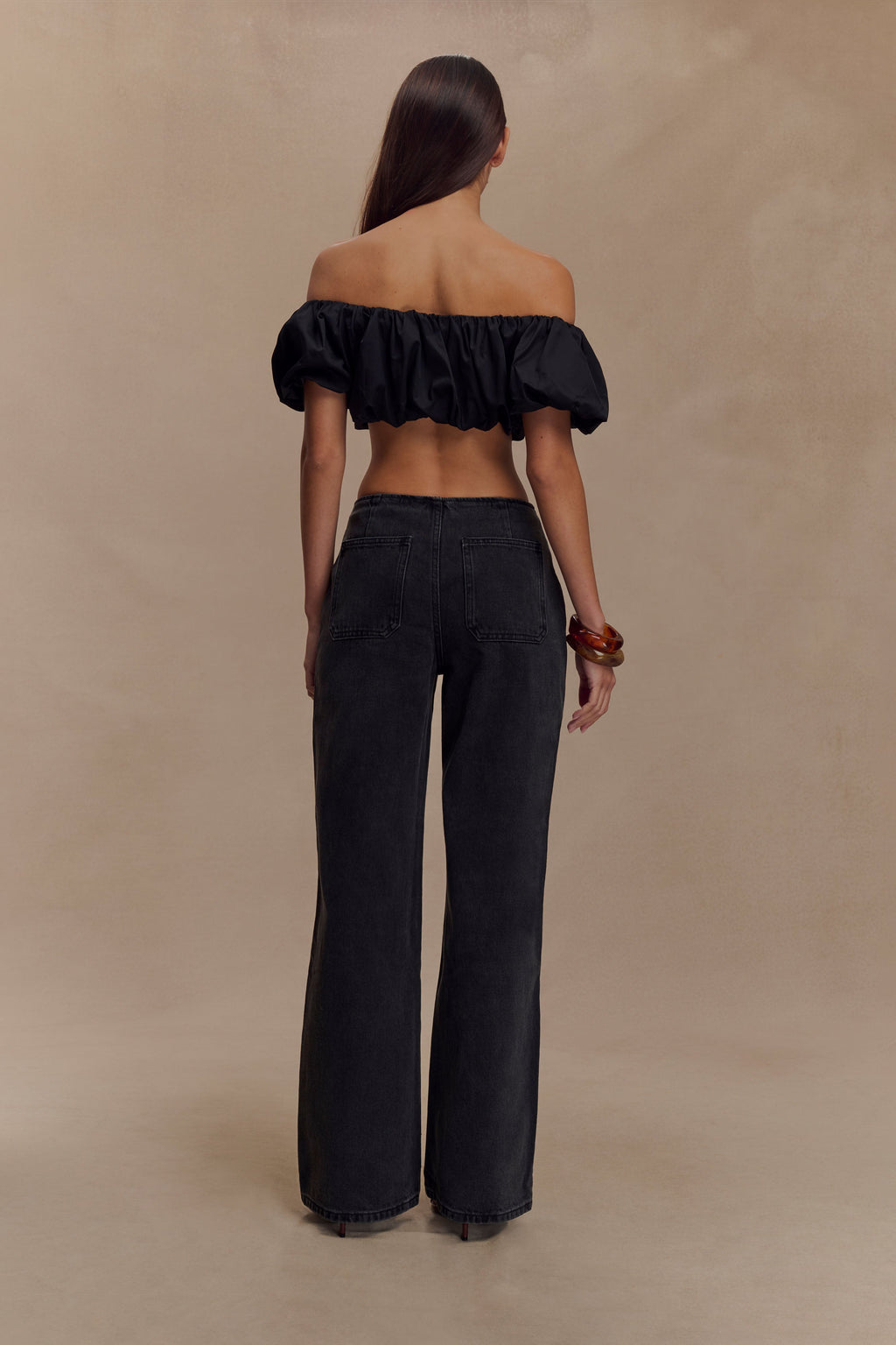 Caitlin Mid Rise Denim Jeans - Washed Black