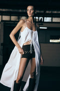 Lenny Front Tie Top - White