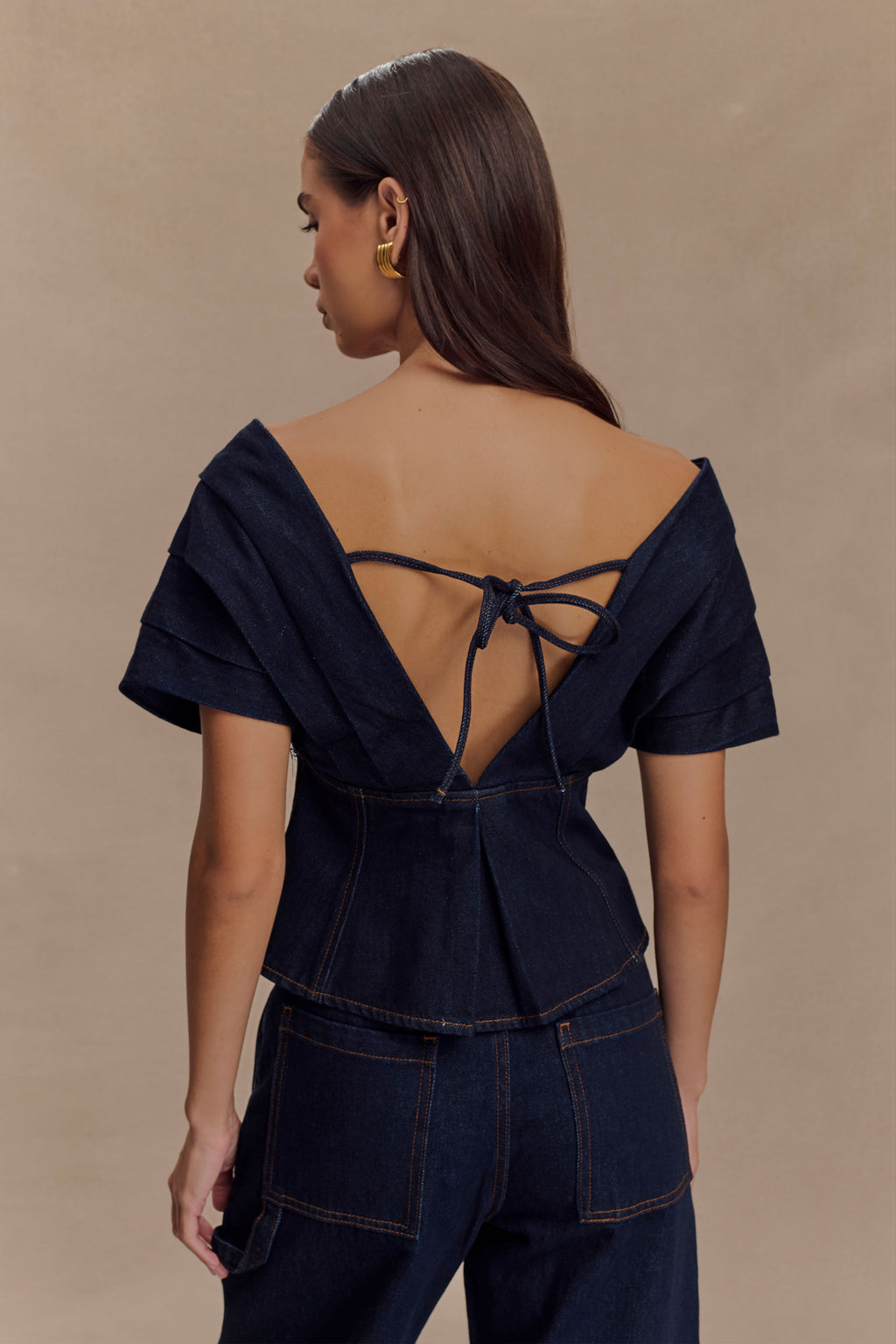 Rayne Off Shoulder Denim Top - Indigo Blue