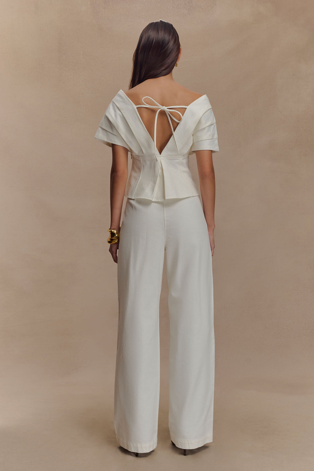 Rayne Off Shoulder Denim Top - White