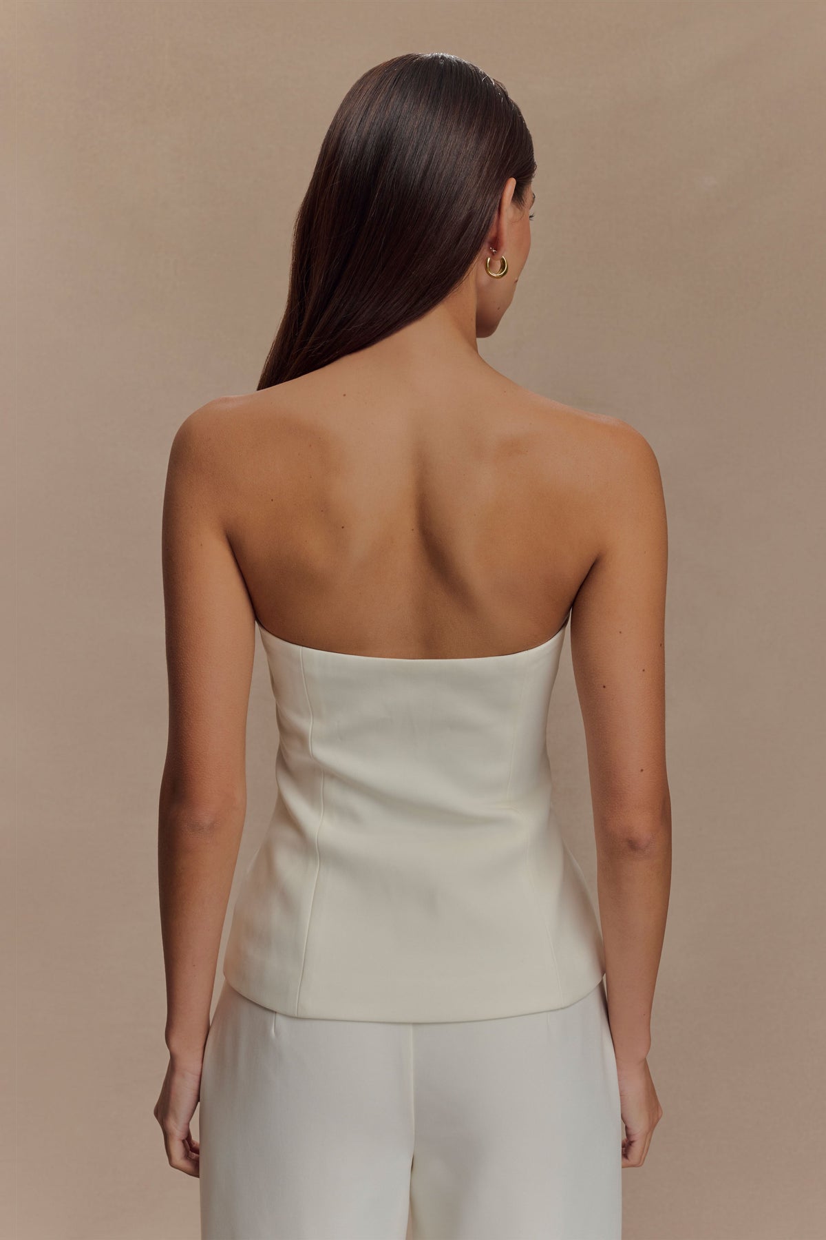Lindie Strapless Suiting Top - Ivory
