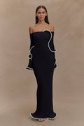 Sandrine Off Shoulder Knit Maxi Dress - Black/White