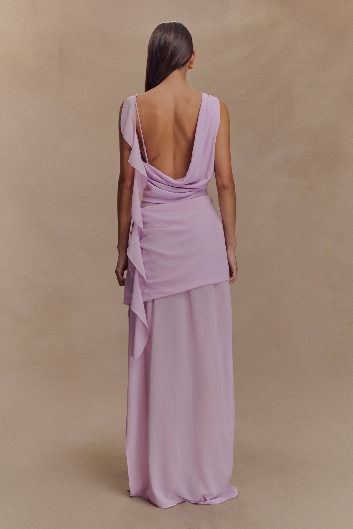 Daria Draped Chiffon Maxi Dress - Light Lilac