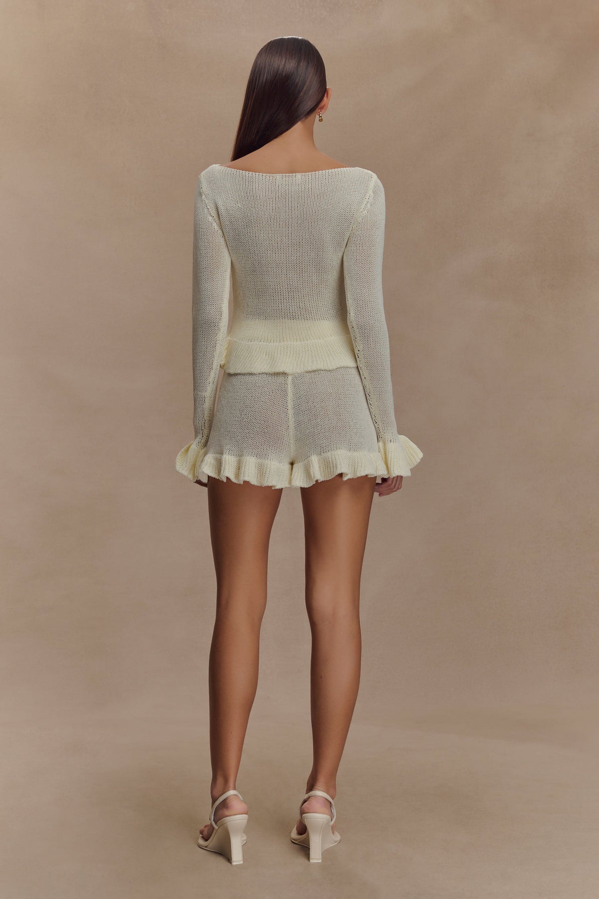 Eleanor Knit Frill Cardigan - White
