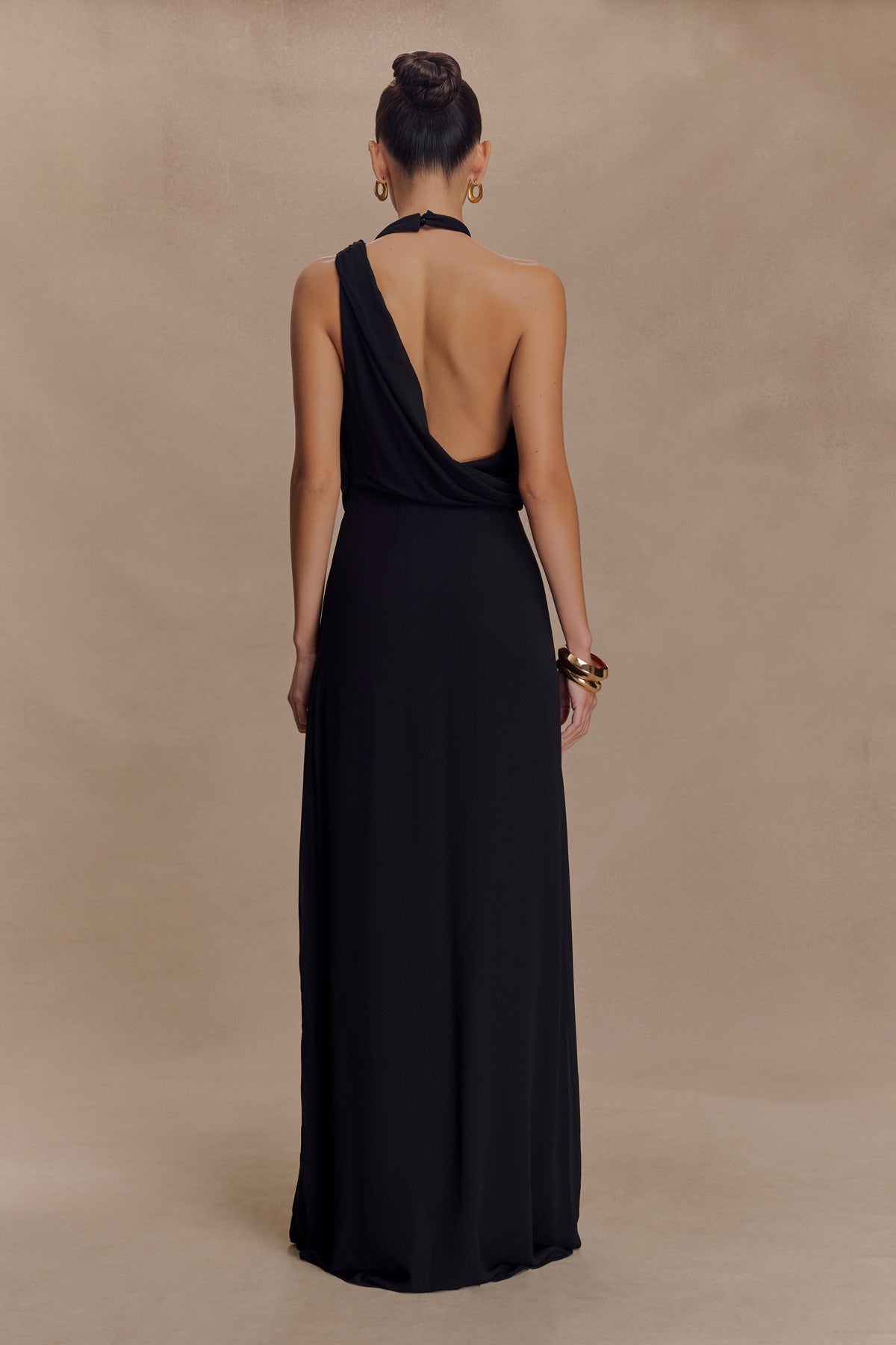 Galia Cowl Neck Maxi Dress - Black