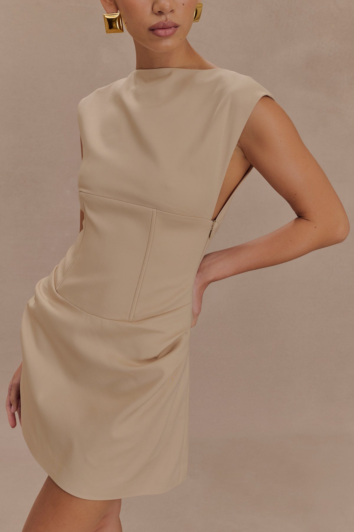 Doris Sleeveless Mini Dress - Camel