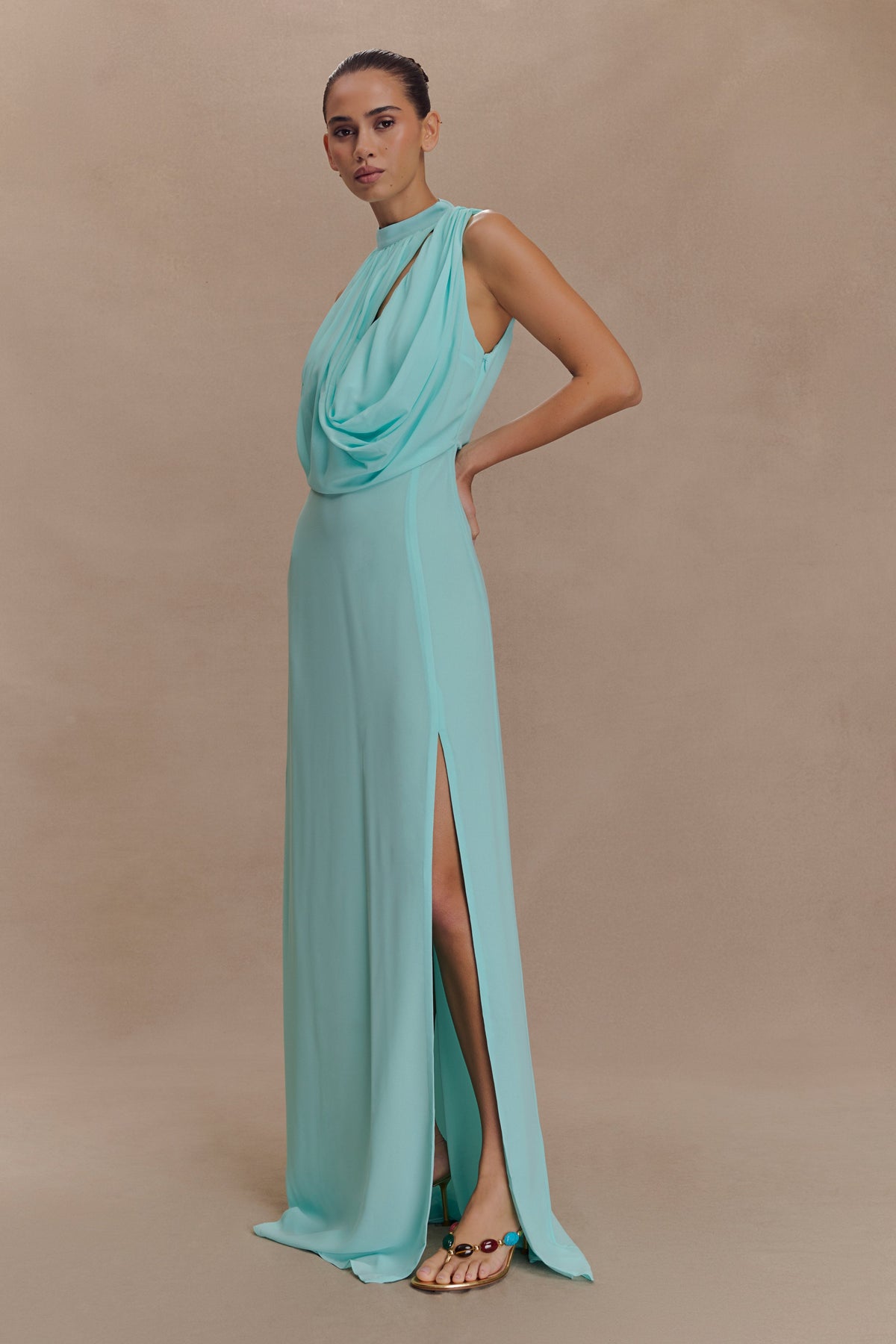 Galia Cowl Neck Maxi Dress - Lagoon