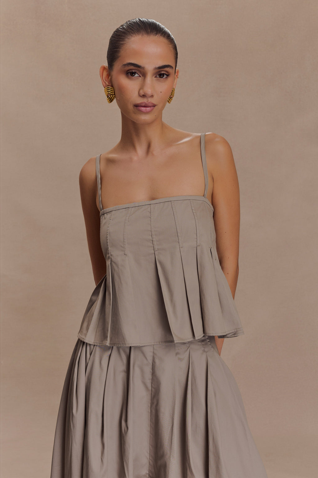 Mae Cotton Top - Pebble Brown