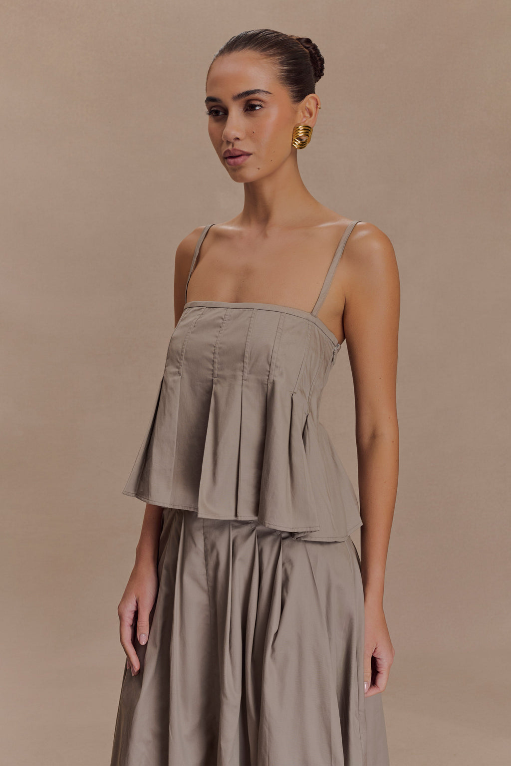 Mae Cotton Top - Pebble Brown