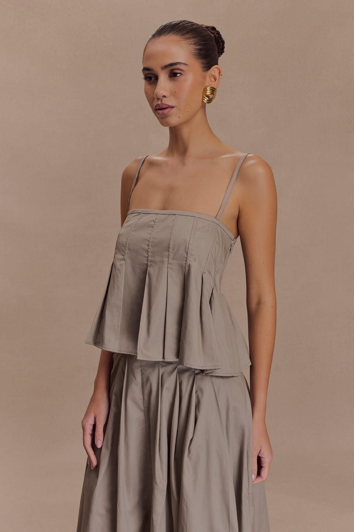 Mae Cotton Top - Pebble Brown