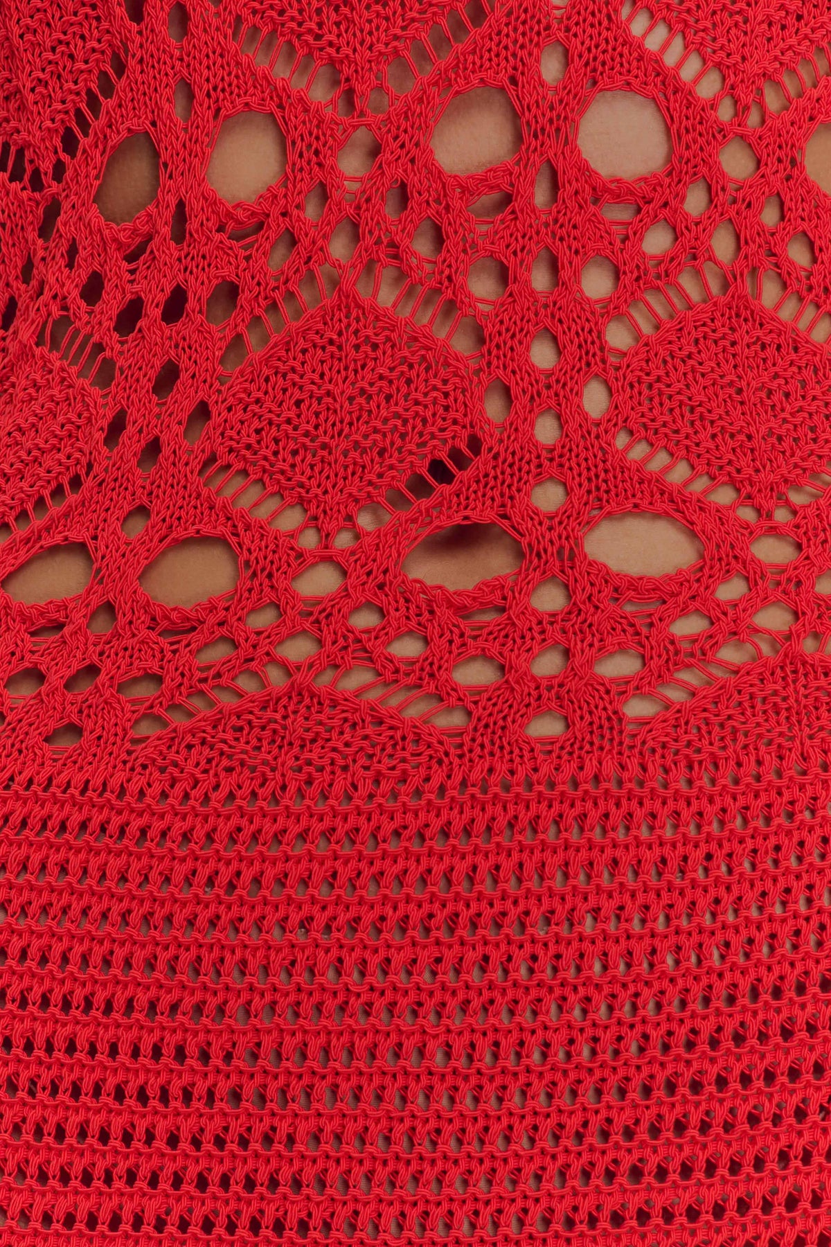 Solstice Off Shoulder Crochet Knit Maxi Dress - Blood Orange